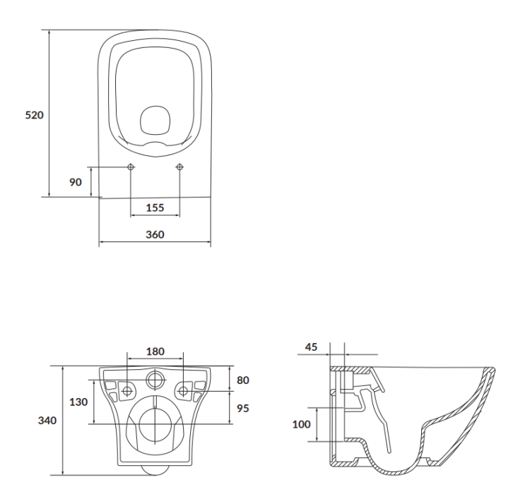 Cersanit Miska zawieszana  Larga Square CleanOn Box. K120-004 rys. tech. BudoHurt Łódź.png