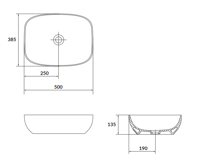 Cersanit Umywalka nablatowa LARGA prostokątna 50x38 - biały mat. K677-016   rys. tech. BudoHurt Łódź.png