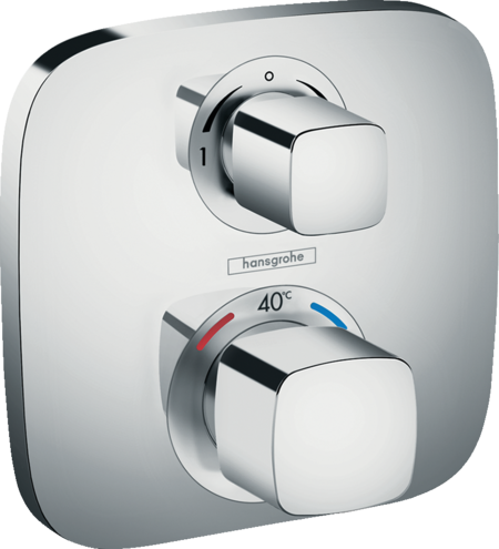 HANSGROHE Bateria termostatyczna Ecostat E z zaworem odcinająco-przełączającym, montaż podtynkowy, element zewnętrzny. 1570800 BudoHurt Łódź.png