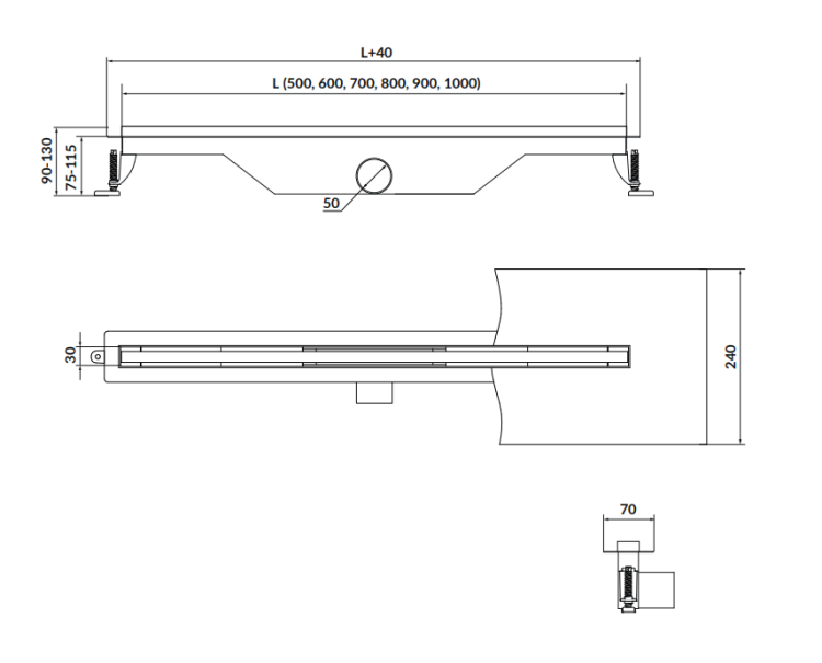 Cersanit odpływ liniowy Slim TAKO 80 cm stal S907-014 rys. tech. BudoHurt Łódź.png