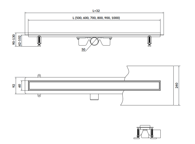 Cersanit odpływ liniowy z rusztem dwustronnym TAKO 60 cm czarny S907-017  BudoHurt Łódź.png