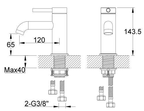 Kohlman AXEL BLACK 1-otworowa bateria umywalkowa QB100AB rys. tech. BudoHurt Łódź.png