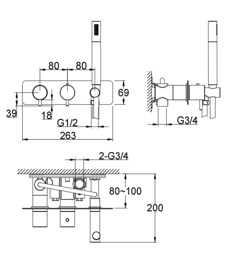 Kohlman AXEL Termostatyczna podtynkowa bateria wannowa QW265Arys. tech. BudoHurt Łódź.png