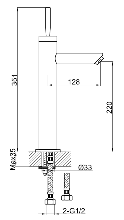 Kohlman MAXIMA 1-otworowa bateria umywalkowa QB170M rys. tech. BudoHurt Łódź.png