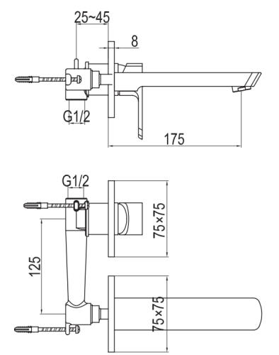 Kohlman FOXAL Podtynkowa bateria umywalkowa  QW180F rys. tech. BudoHurt Łódź.png