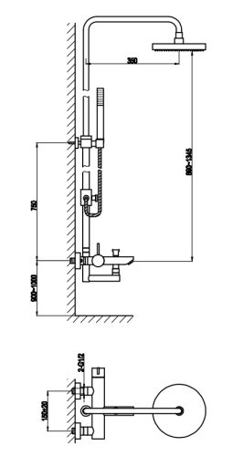 Kohlman DEXAME Zestaw wannowo-prysznicowy QW277D rys. tech. BudoHurt Łódź.png
