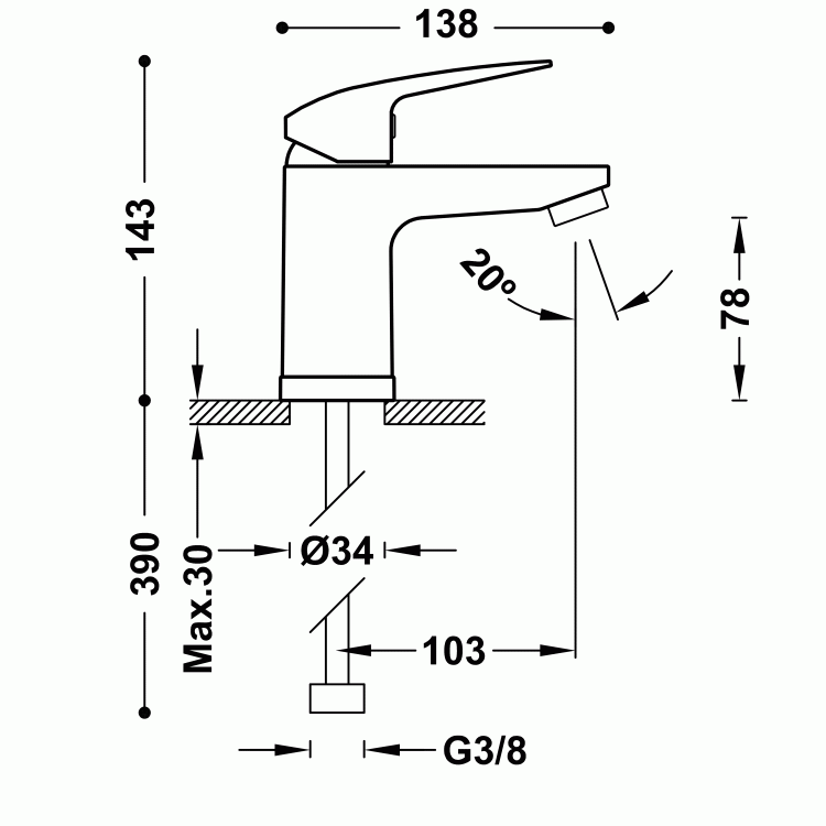 Base-Tres Plus bateria umywalkowa chrom. 21610303 rys. tech. BudoHurt.com Łódź.jpg
