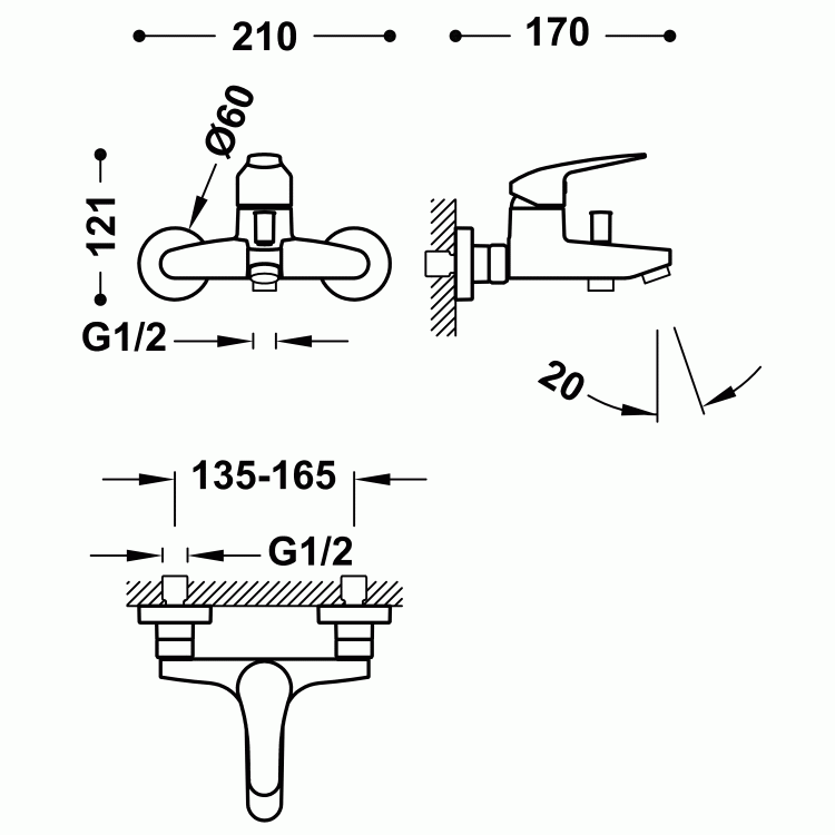 Base-Tres Plus bateria wannowa chrom. 21617010  rys. tech. BudoHurt.com Łódź.jpg