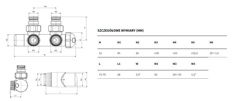 EXCELLENT Volaro 2.0 Zestaw Termo 50 Prawy Biały. GREX.VO2.50P.WH  rys. tech. BudoHurt Łódź.png