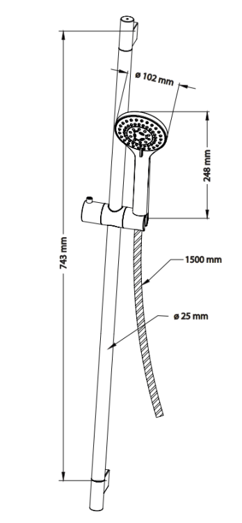 Omnires YOSEMITE zestaw prysznicowy suwany złoty. YOSEMITE-SGL rys. tech. BudoHurt Łódź.png