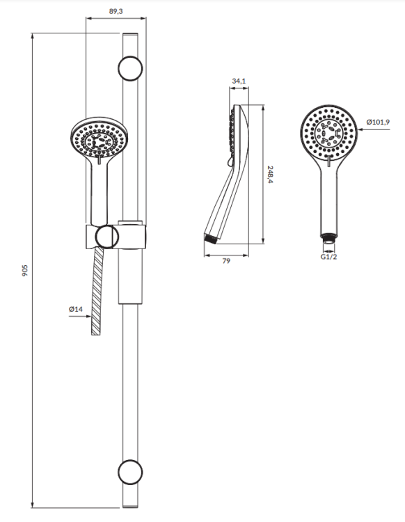 Omnires YOSEMITE zestaw prysznicowy suwany chrom. YOSEMITE-SXLUXCR  rys. tech. BudoHurt Łódź.png