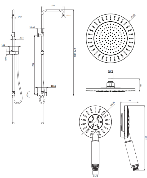 Omnires NEVADA kolumna prysznicowa natynkowa czarny mat. SYSNEVADABL rys. tech. BudoHurt Łódź.png