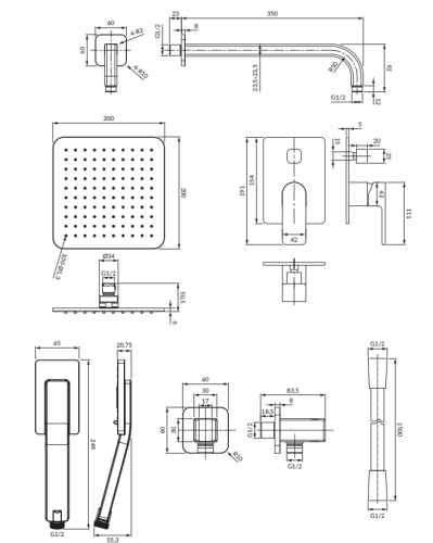 Omnires BARETTI system prysznicowy podtynkowy czarny mat. SYSBA10BL rys. tech. BudoHurt Łódź.png