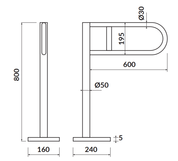 Cersanit Uchwyt podłogowy do WC 60 cm uchylny. K97-036 rys. tech. BudoHurt Łódź.png
