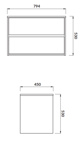 Cersanit szafka z blatem uniwersalnym Crea 80 Dąb. S924-010 rys. tech. BudoHurt Łódź.png