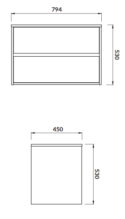 Cersanit szafka z blatem uniwersalnym Crea 80 Dąb. S924-010 rys. tech. BudoHurt Łódź.png