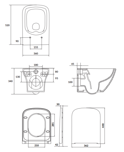 Cersanit Set B332 Zawieszana miska LARGA SQUARE CleanOn i deska slim wolnop. z łatwym wypinaniem. S701-473  rys. tech. BudoHurt Łódź.png