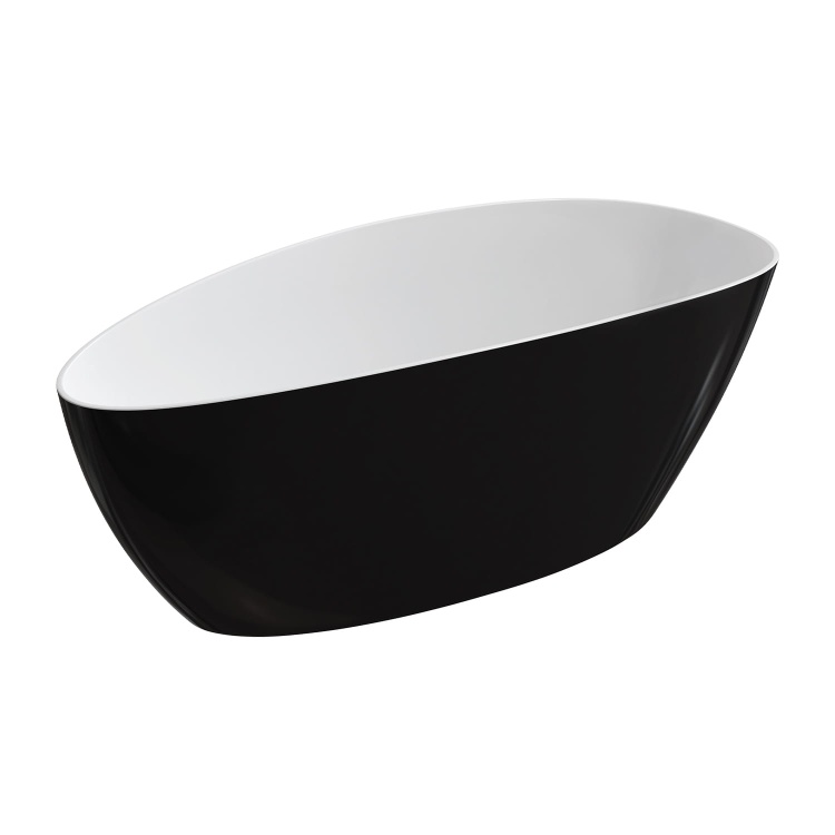 Omnires BARCELONA wanna wolnostojąca Marble+, 170 x 77 cm biały czarny połysk. BARCELONAXLBCP  BudoHurt.com Łódź.jpg