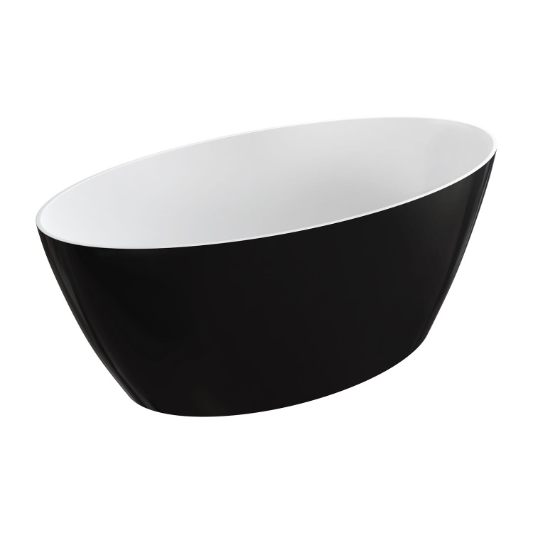 Omnires SIENA M+ wanna wolnostojąca 161 x 81 cm biały czarny połysk. SIENAWWBCP BudoHurt Łódź.png