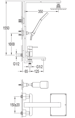 Omnires DARLING system wannowy natynkowy chrom. DA5034ACR rys. tech. BudoHurt Łódź.png
