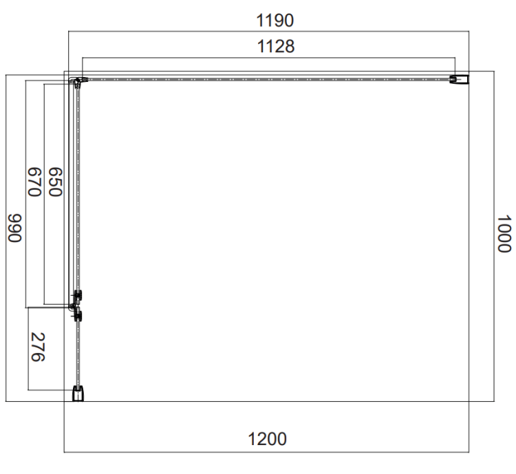 Omnires MANHATTAN kabina prysznicowa prostokątna z drzwiami uchylnymi, 100 x 120 cm chrom. MH1012CRTR rys. tech. BudoHurt Łódź.png