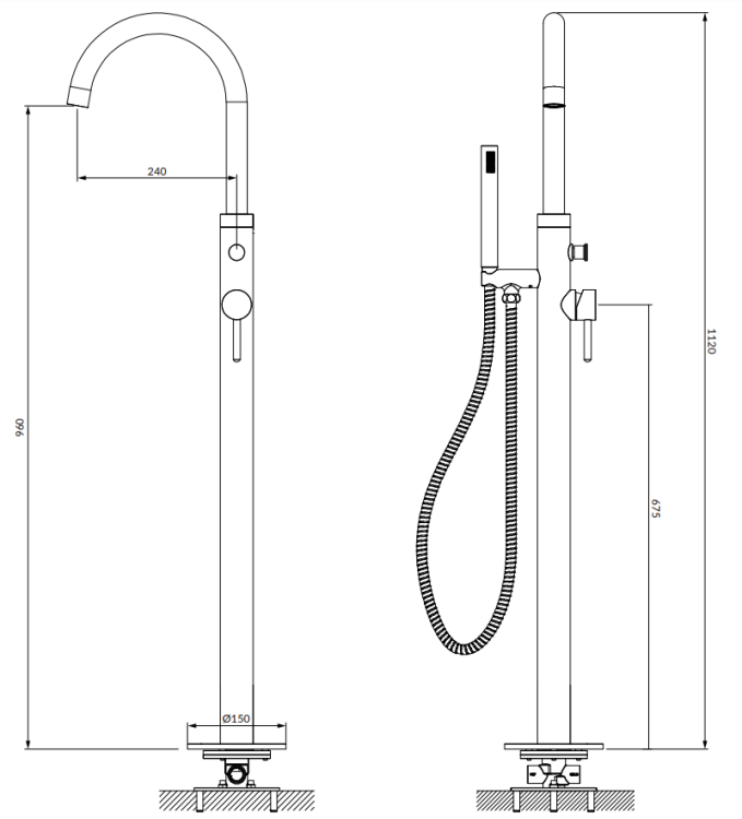 Omnires Y bateria wannowa wolnostojąca  czarny złoty. Y1233BLGL rys. tech. BudoHurt Łódź.png
