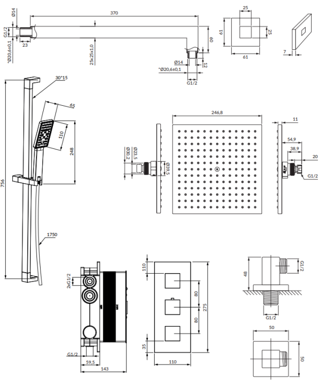 Omnires FRESH system prysznicowy podtynkowy  chrom. SYSFR12XCR rys. tech. BudoHurt Łódź.png