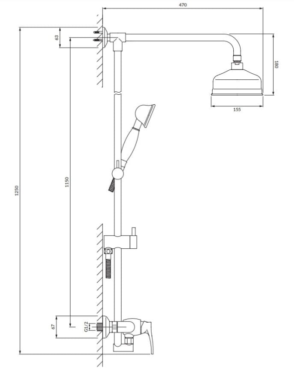 Omnires ART DECO system prysznicowy natynkowy złoty. AD5144GL rys. tech.png