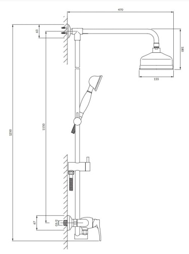 Omnires ART DECO system prysznicowy natynkowy miedź antyczna. AD5144ORB rys. tech.png