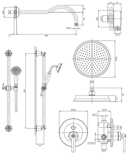 Omnires ARMANCE system prysznicowy podtynkowy  złoty. SYSAM20GL.jpg