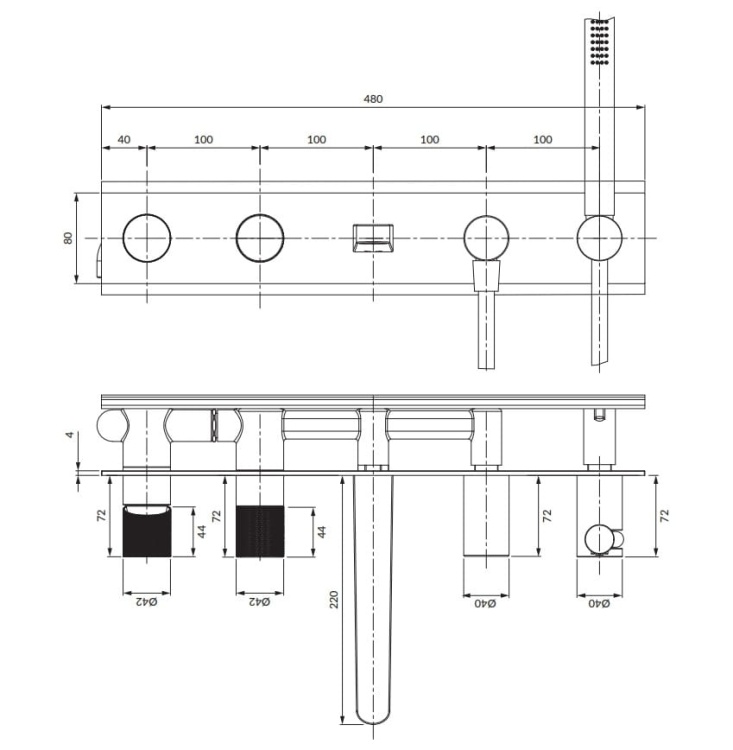 Omnires CONTOUR bateria wannowa 5-otworowa podtynkowa  chrom. CT80371CR rys. tech..jpg