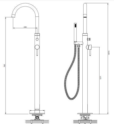 Omnires Y bateria wannowa wolnostojąca chrom. Y1233CR rys. tech..png