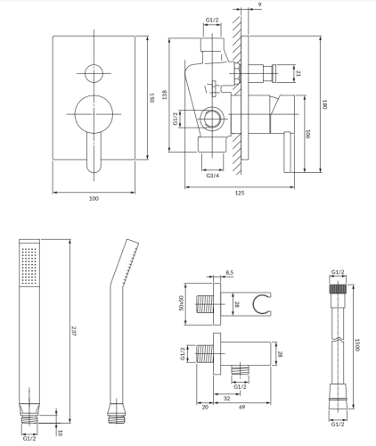 Omnires DARLING system prysznicowy podtynkowy złoty. SYSDA18GL rys. tech.png