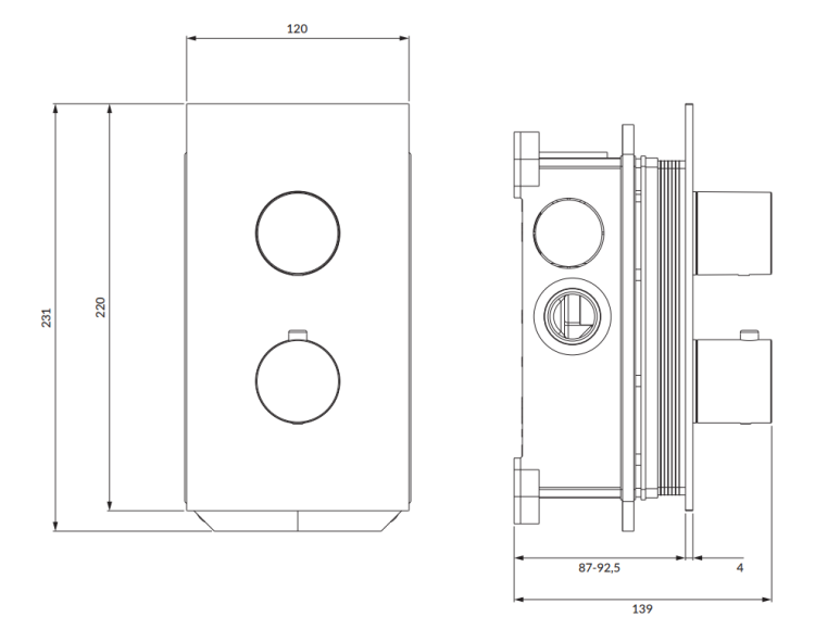 Omnires CONTOUR termostatyczna bateria prysznicowo-wannowa podtynkowa  antracyt. CT8036AT rys. tech..png