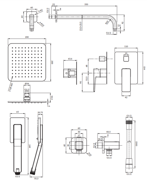 Omnires PARMA system prysznicowy podtynkowy grafit. SYSPM10GR rys. tech.png