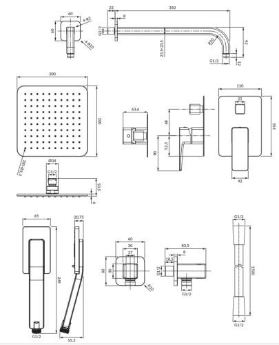 Omnires PARMA system prysznicowy podtynkowy czarny mat. SYSPM10BL  rys. tech.png
