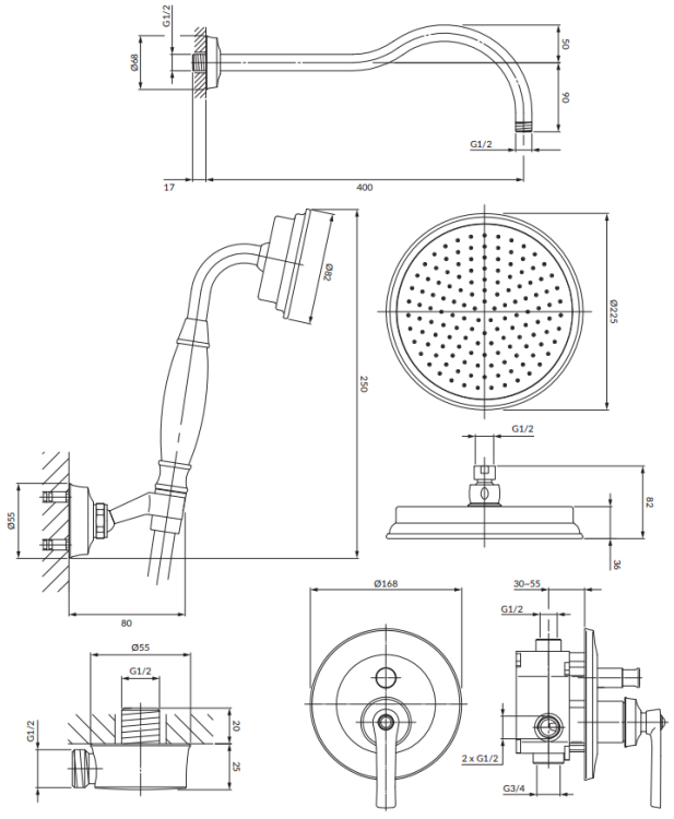 Omnires ARMANCE system prysznicowy podtynkowy chrom. SYSAM10CR rys. tech.png