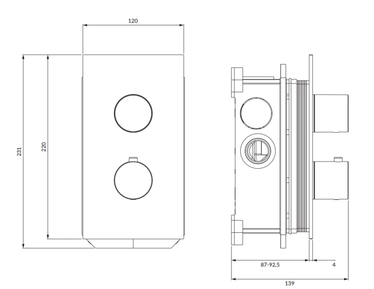 Omnires CONTOUR termostatyczna bateria prysznicowo-wannowa podtynkowa  chrom. CT8036CR rys. tech.png