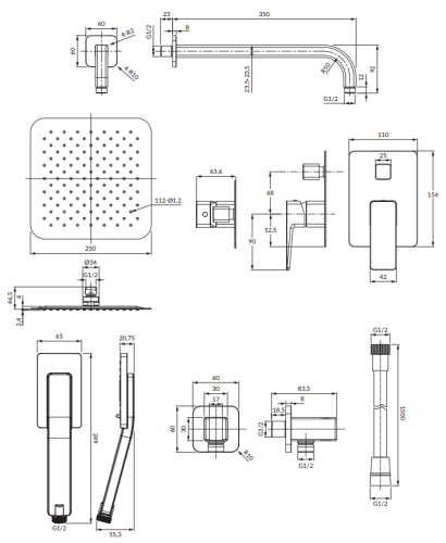Omnires PARMA system prysznicowy podtynkowy nikiel. SYSPM21IN rys. tech.png
