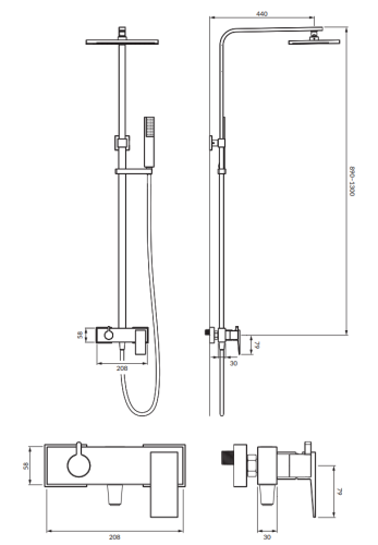 Omnires PARMA system prysznicowy natynkowy chrom. PM7444CRrys. tech.png