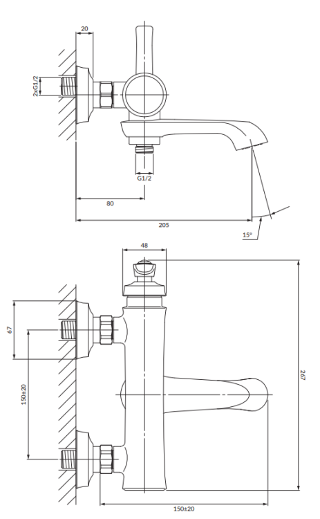 Omnires ARMANCE bateria wannowa  złoty. AM5230GL rys. tech.png