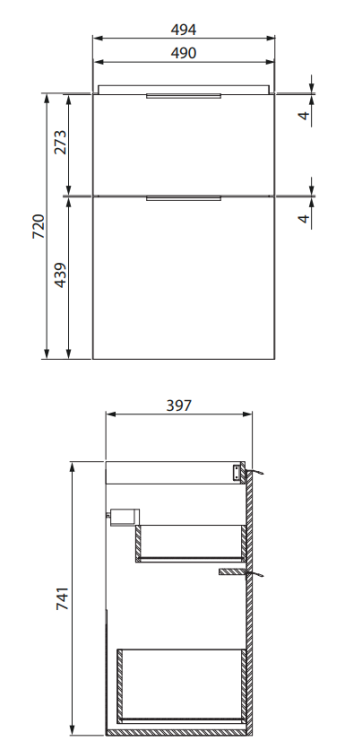 Cersanit Szafka Podumywalkowa City 50 Biała. S584-016-DSM rys. tech. BudoHurt.com.png