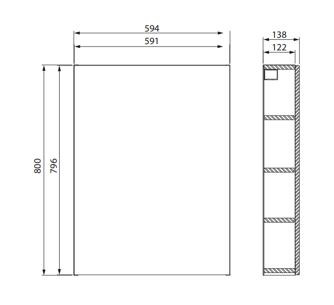 Cersanit Szafka Wisząca City 60 Biała . S584-021-DSM rys. tech. BudoHurt.com.png