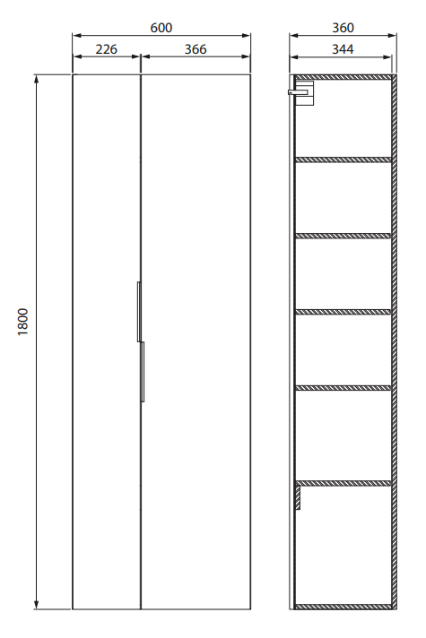 Cersanit Słupek City 180 Biały. S584-019-DSM rys. tech. BudoHurt.com.png