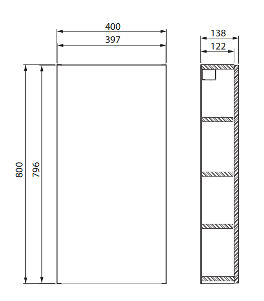 Cersanit Szafka Wisząca City 40 Biała. S584-020-DSM rys. tech. BudoHurt.com.png