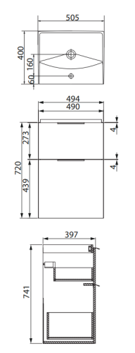 Cersanit Set B588 City 50 Biały. Szafka + Umywalka. S801-421 rys. tech. BudoHurt.com.png