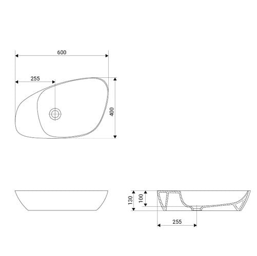 Meissen Keramik KONTRA 60 z półką, bez otworu na armaturę antracyt matowy. K682-015 rys. BudoHurt.com Łódź.jpg