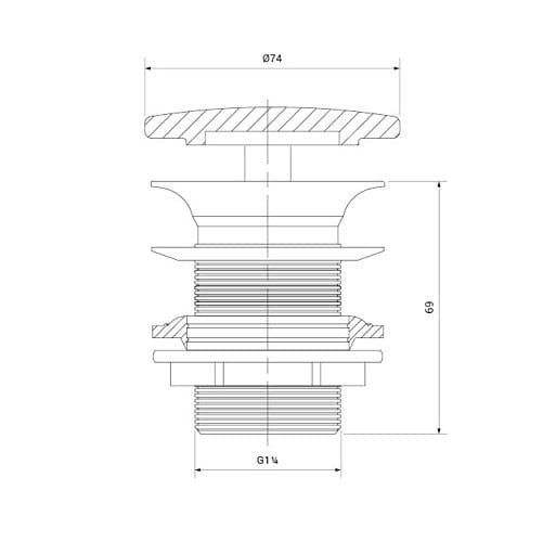 Meissen Keramik KONTRA Ceramiczny korek do umywalek bez przelewu antracyt matowy. K11-2379 rys. BudoHurt.com Łódź.jpg