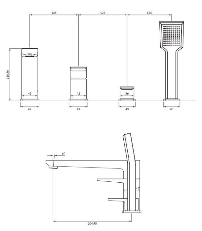 Omnires PARMA bateria wannowa 4-otworowa czarny mat. PM7432BL rys.tech..png