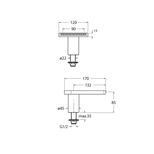 Cristina Rubinetterie  Wylewka stojąca CRS OVAL 13cm BD316CR rys. BudoHurt.com Łódź.jpg